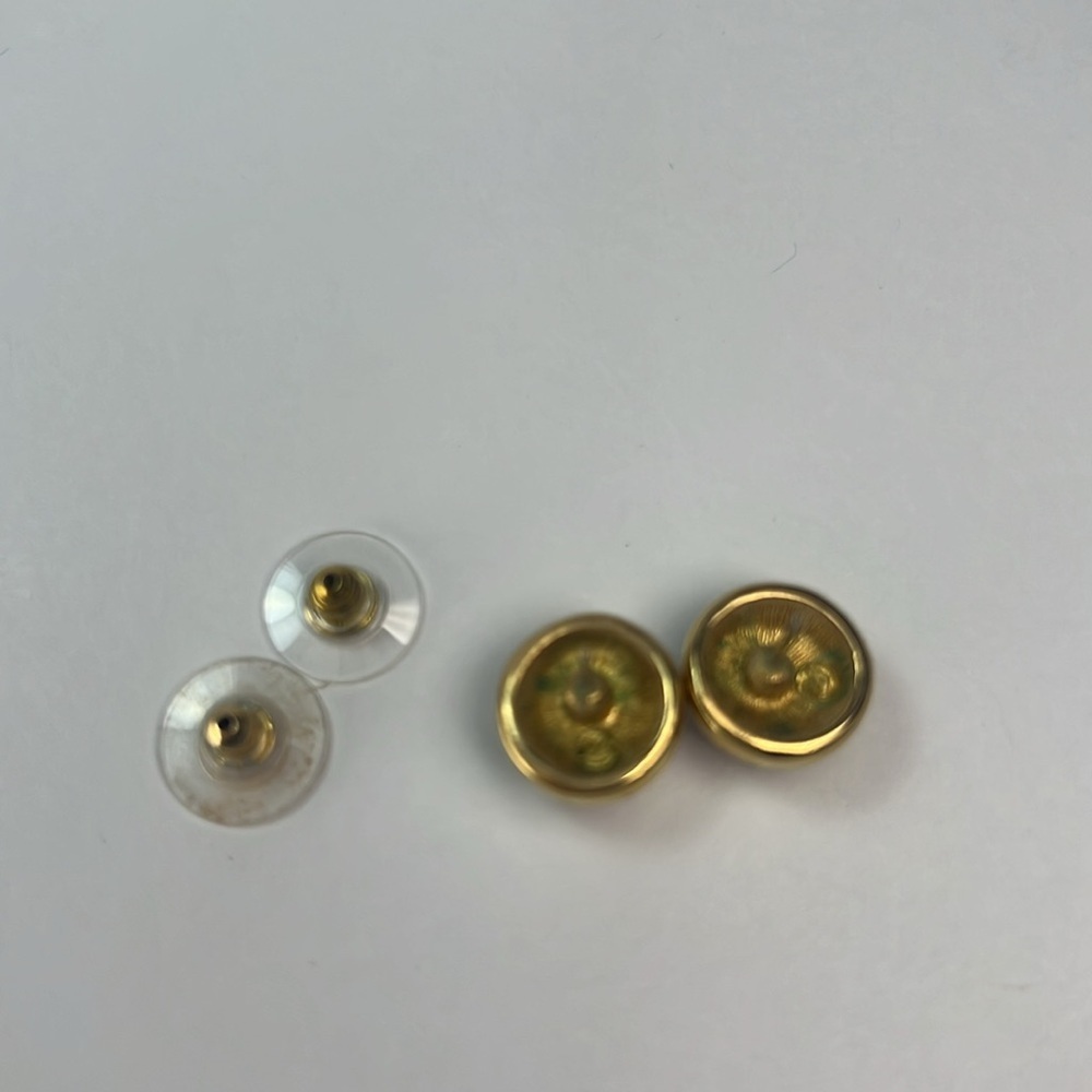 Vintage Faux Round Diamond Gold Charm Earrings - Picture 5 of 6